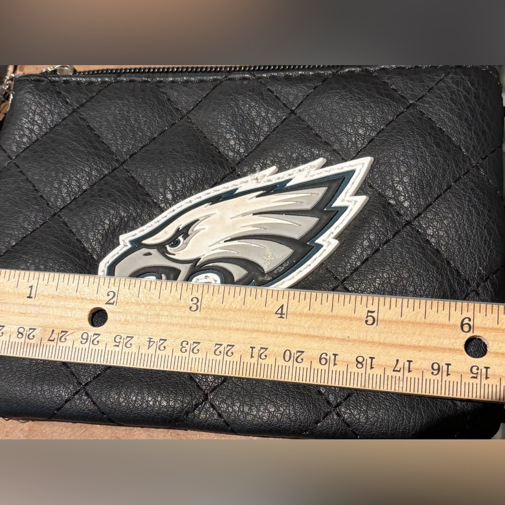 NWT Black NFL Philadelphia Eagles Quilted Wristlet Clutch ft Emblem & Tassel 🏈 - Picture 13 of 14